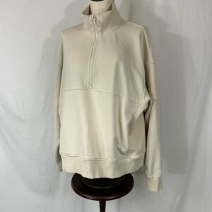 Vuori women’s half zip ribbed pullover in ivory size XL